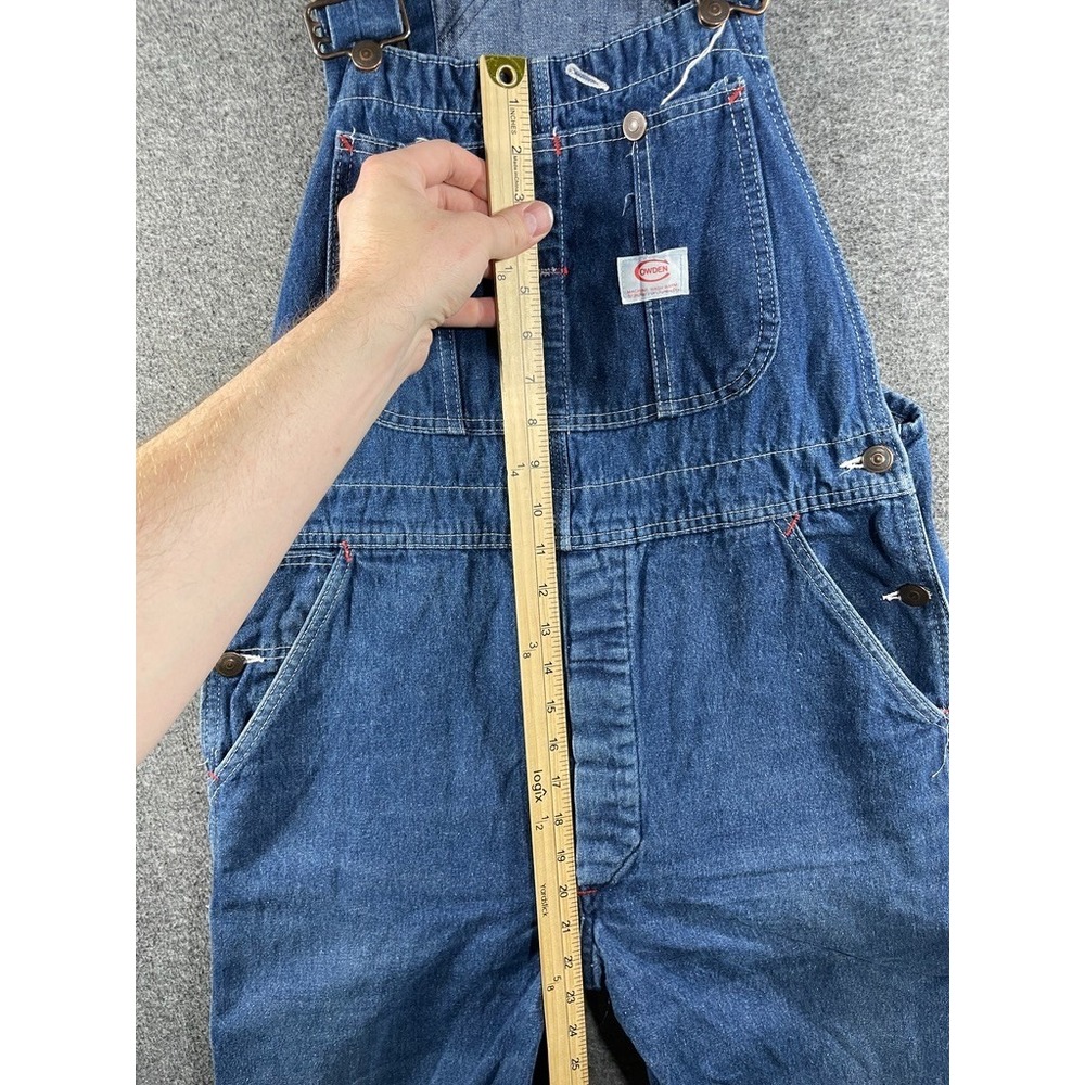 Vintage COWDEN Blue Cotton Denim Bib Overalls Distressed 32x29 Mens - Picture 13 of 16